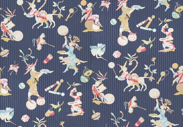 Brunschwig & Fils CIRQUE CHINOIS NAVY Wallpaper