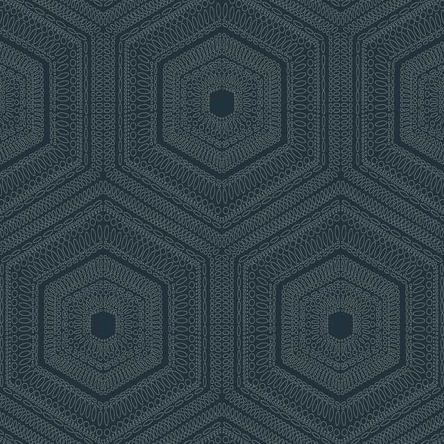 Winfield Thybony CONCENTRIC GROOVE DEEP NAVY Wallpaper