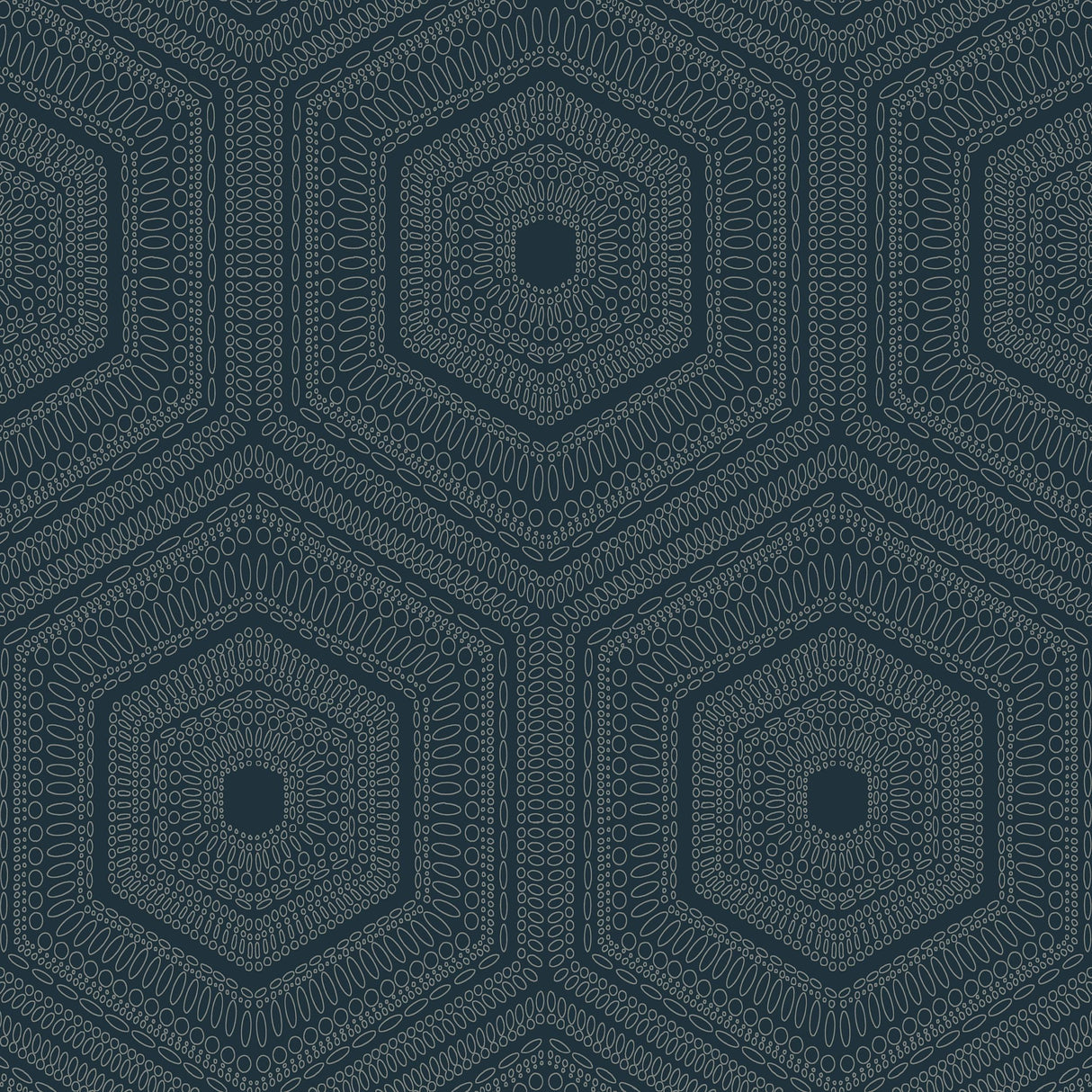 Winfield Thybony CONCENTRIC GROOVE DEEP NAVY Wallpaper