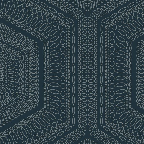 Winfield Thybony CONCENTRIC GROOVE DEEP NAVY Wallpaper
