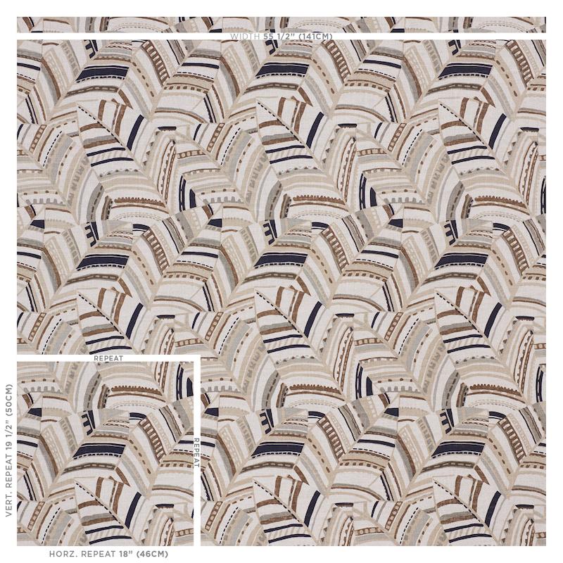 Schumacher Deco Leaves Neutral Fabric