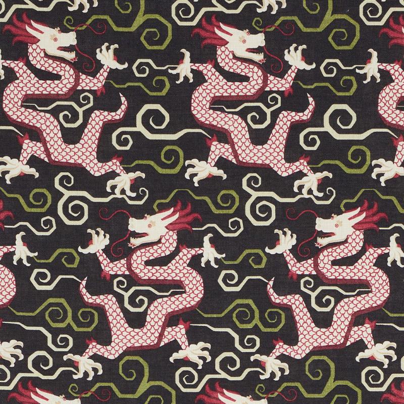 Schumacher Bixi Dragon Black Fabric