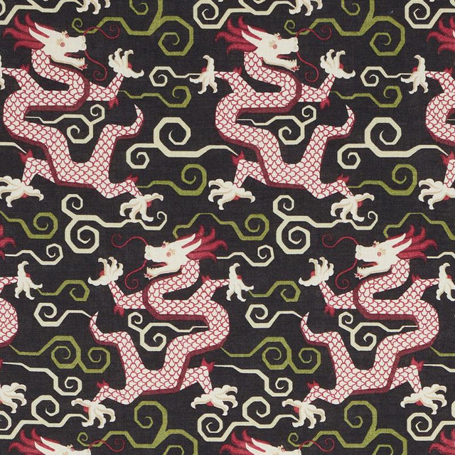 Schumacher Bixi Dragon Black Fabric
