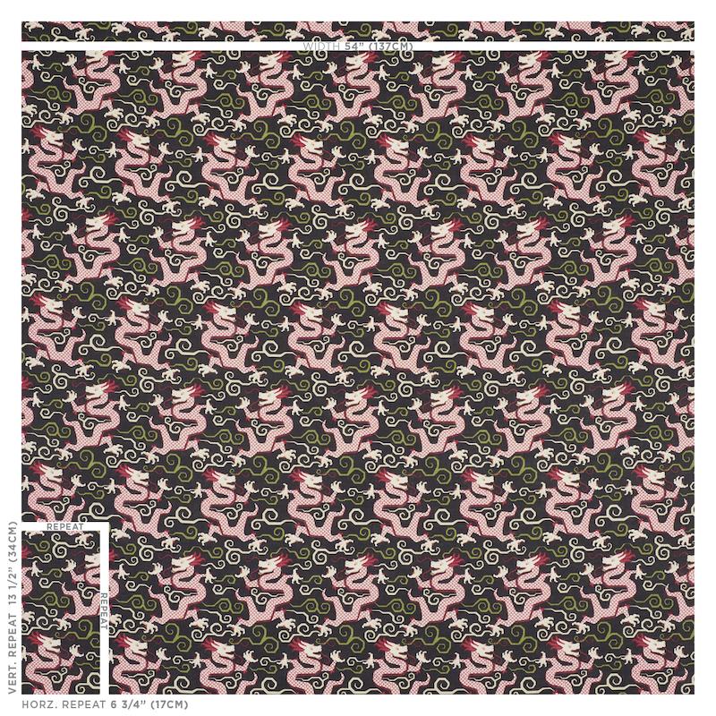 Schumacher Bixi Dragon Black Fabric