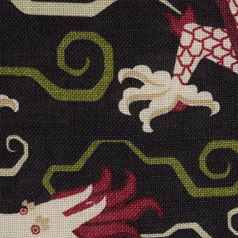 Schumacher Bixi Dragon Black Fabric
