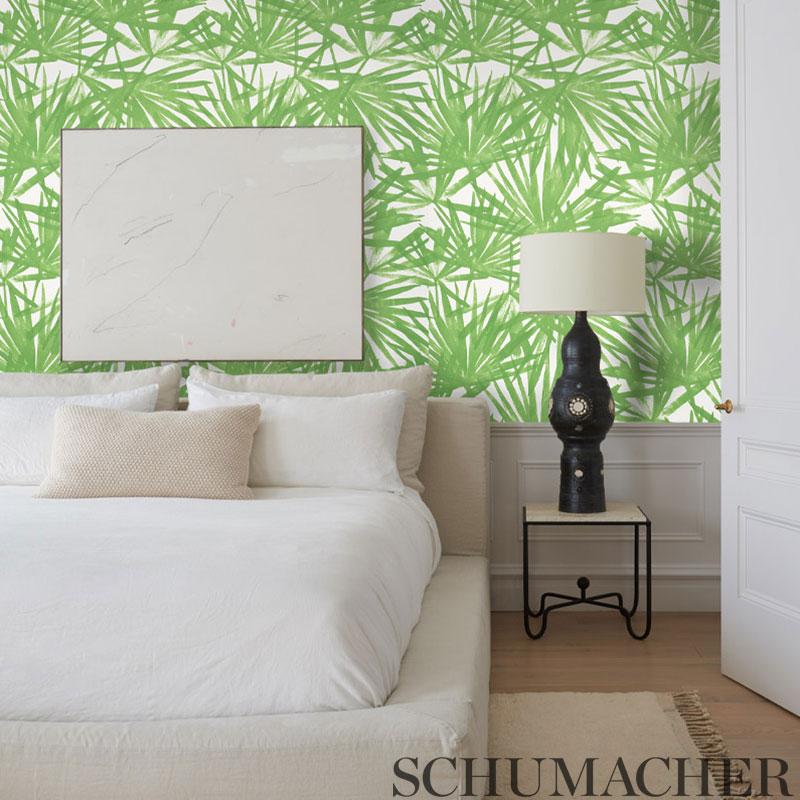 Schumacher Sunlit Palm Blue Wallpaper
