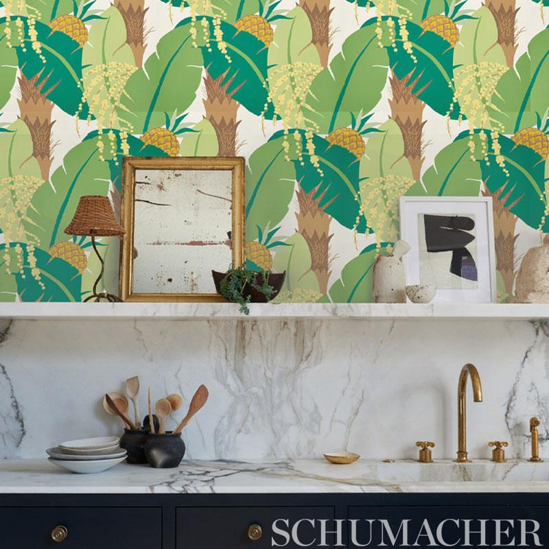 Schumacher Ananas Palm Wallpaper