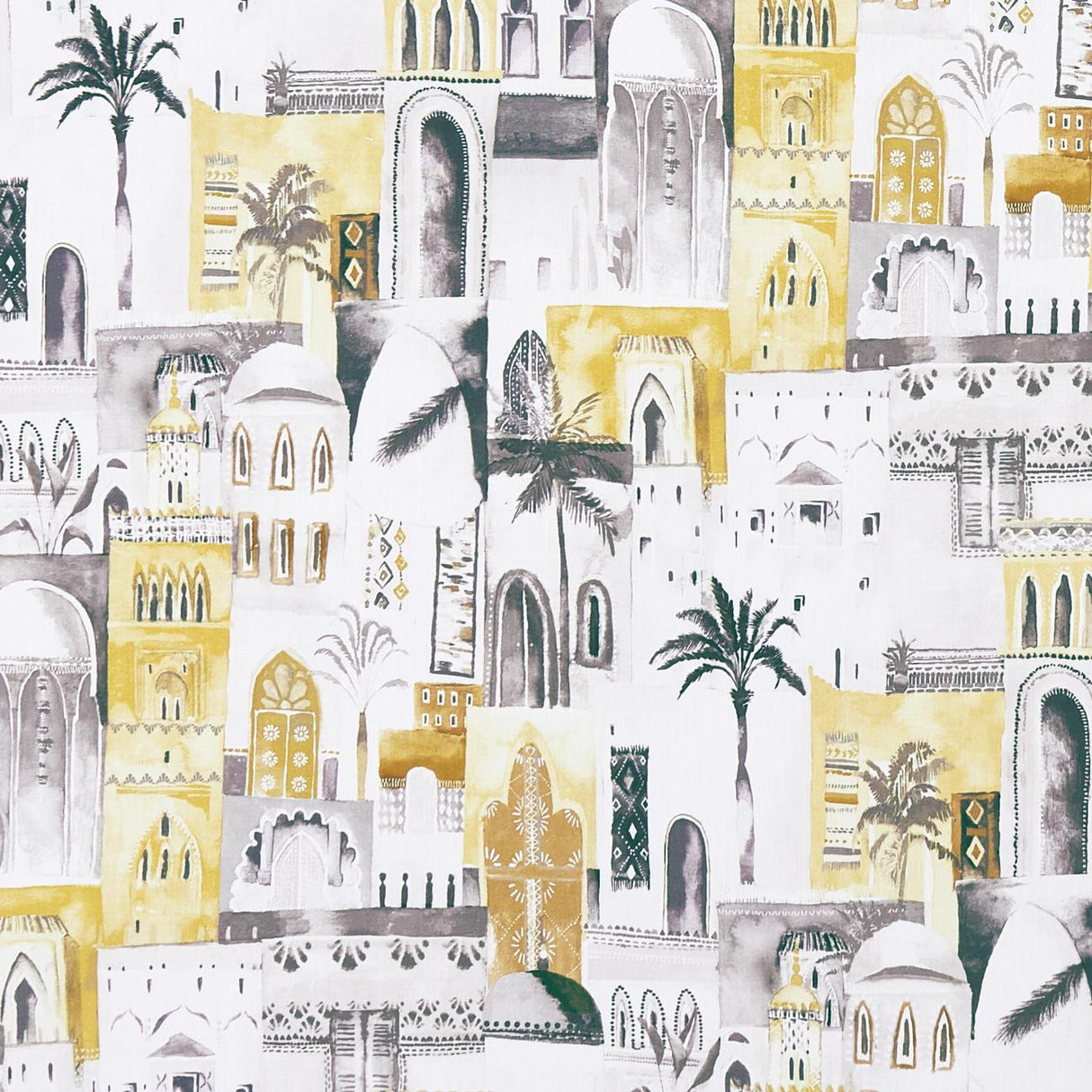 Clarke & Clarke MARRAKECH CHARCOAL/OCHRE Fabric