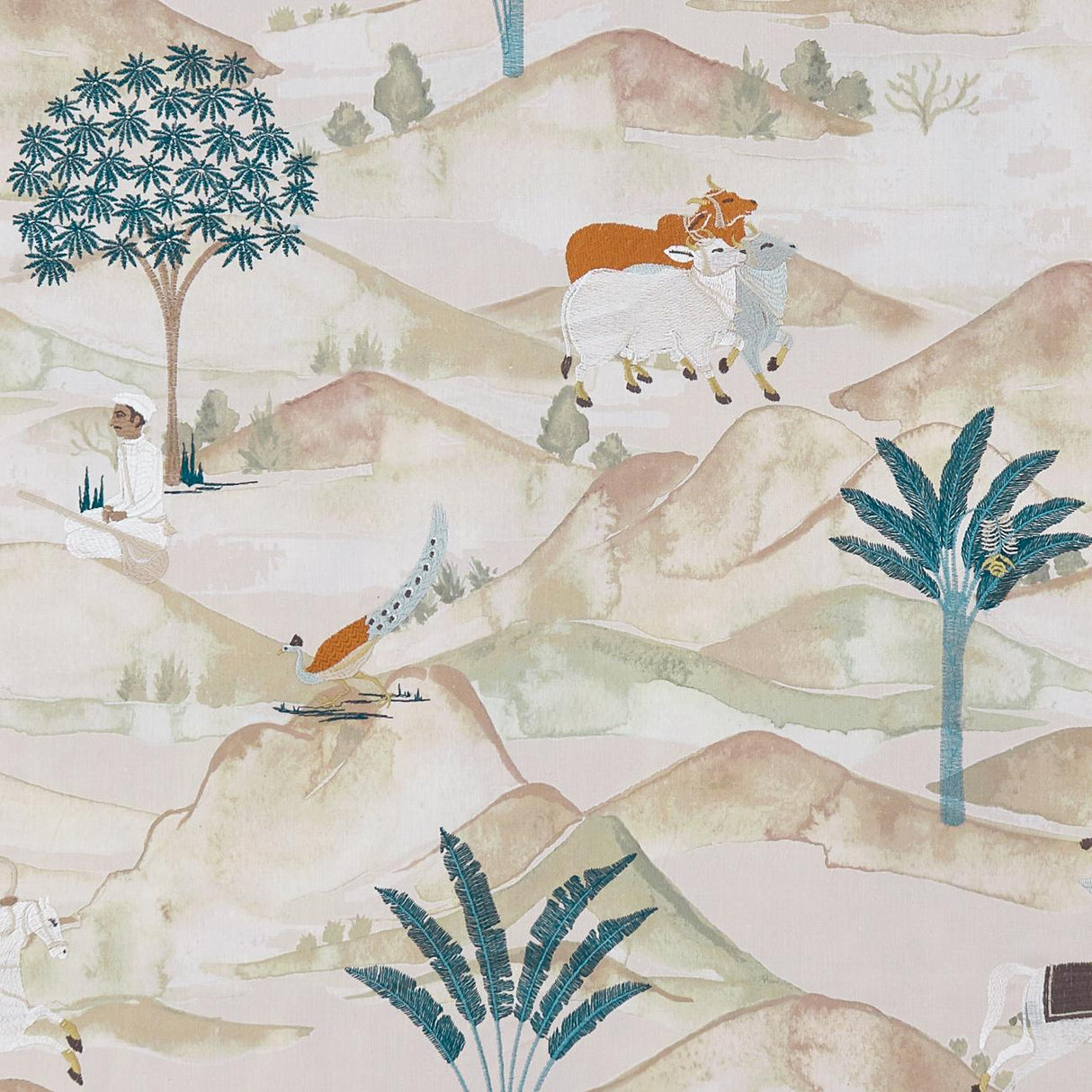 Clarke & Clarke SAHARA TEAL/SPICE Fabric