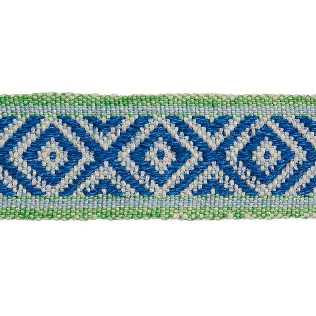 Schumacher Blue & Green Larson Handwoven Tape