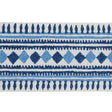 Schumacher Blues Toula Hand Blocked Linen Tape