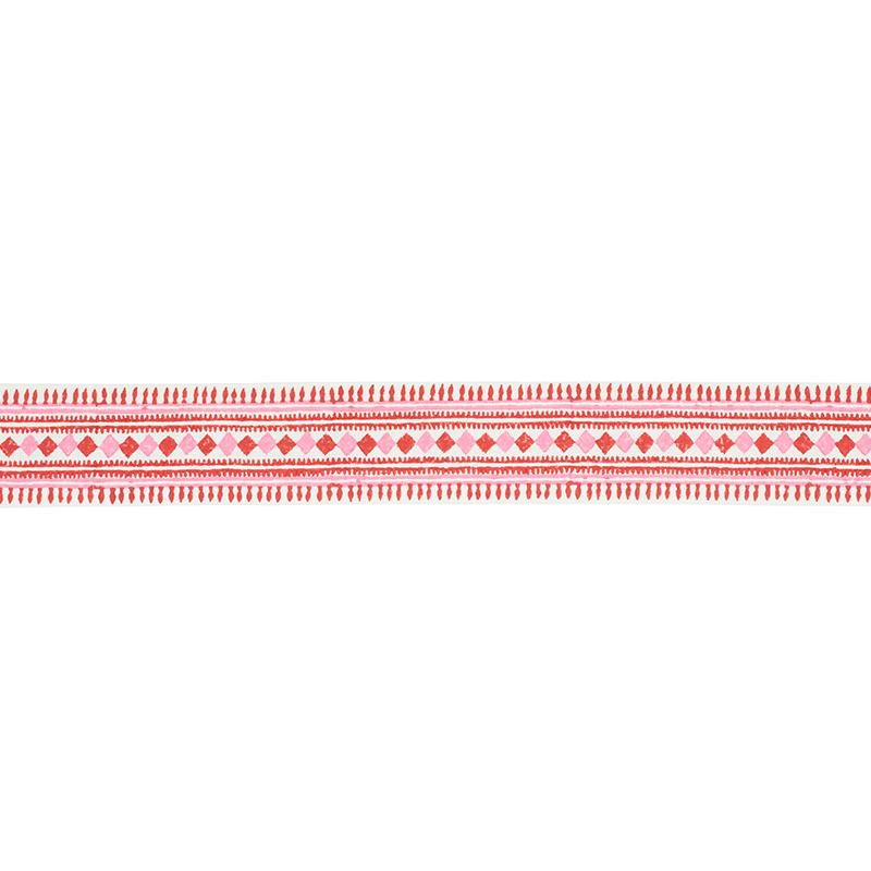 Schumacher Red & Pink Toula Hand Blocked Linen Tape
