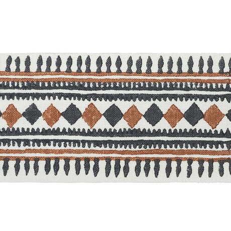 Schumacher Black & Brown Toula Hand Blocked Linen Tape