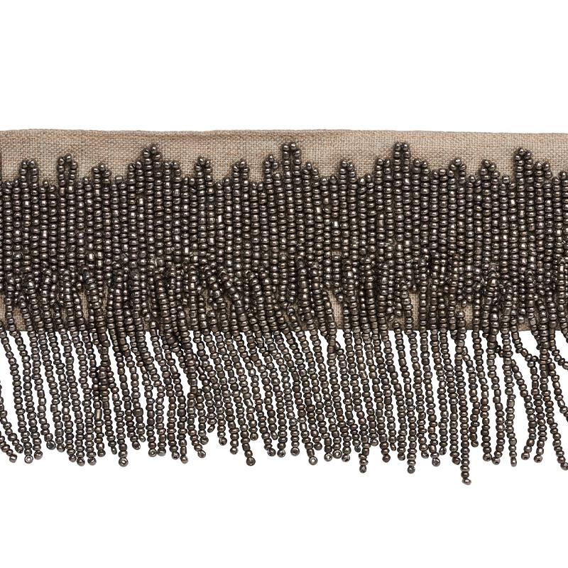 Schumacher Starling Beaded Fringe Pewter Trim