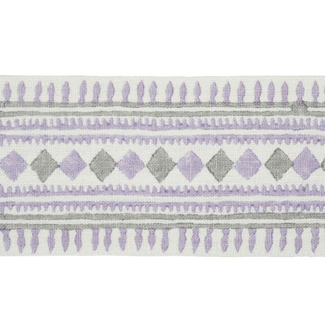 Schumacher Lilac & Grey Toula Hand Blocked Linen Tape