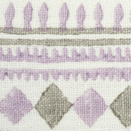 Schumacher Toula Hand Blocked Linen Tape Lilac & Grey Trim