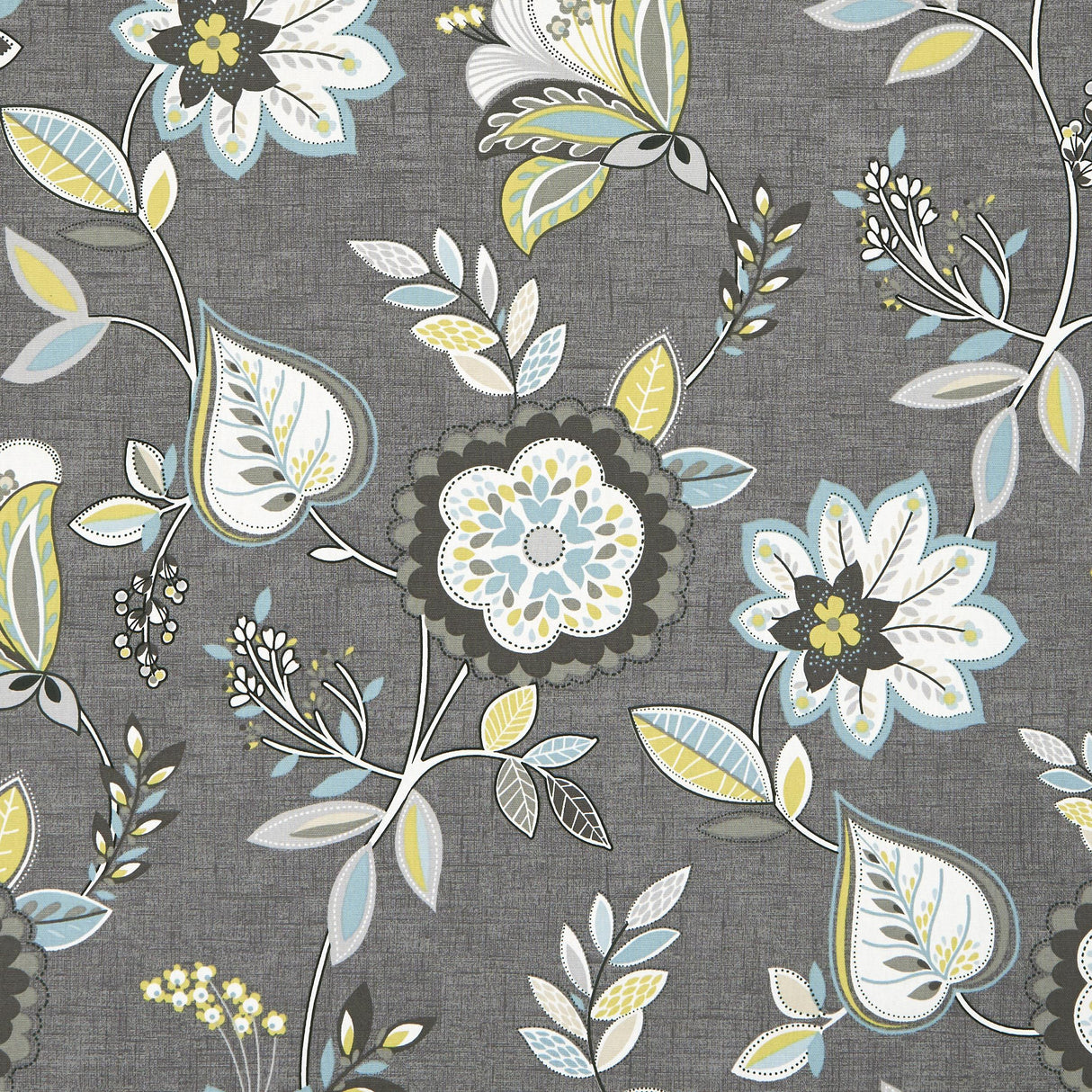 Clarke & Clarke OCTAVIA CHARCOAL/CHARTREUSE Fabric