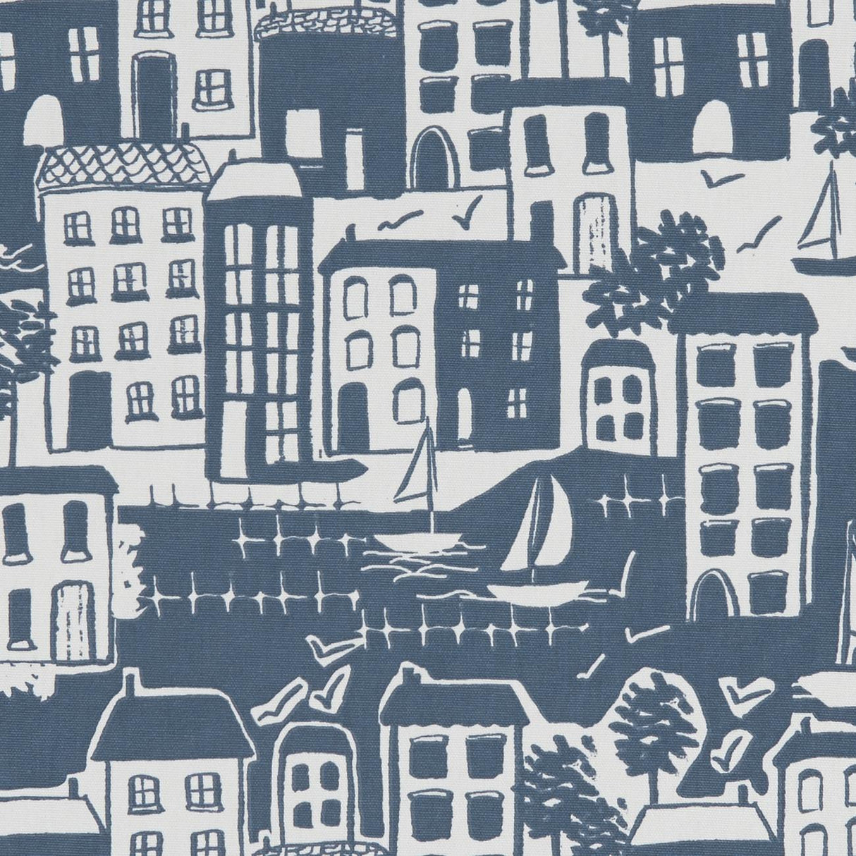 Clarke & Clarke WATERSIDE NAVY Fabric