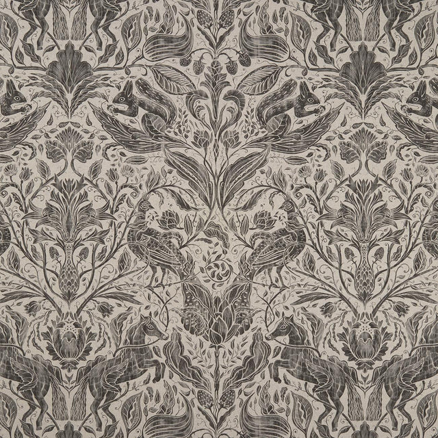 Clarke & Clarke FOREST TRAIL CHARCOAL Fabric