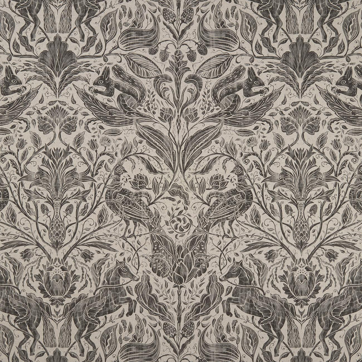 Clarke & Clarke FOREST TRAIL CHARCOAL Fabric
