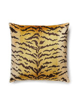 Scalamandre Tigre | Silk/Velvet 22 X 22 - Ivory, Gold & Black / Black Decorative Pillow