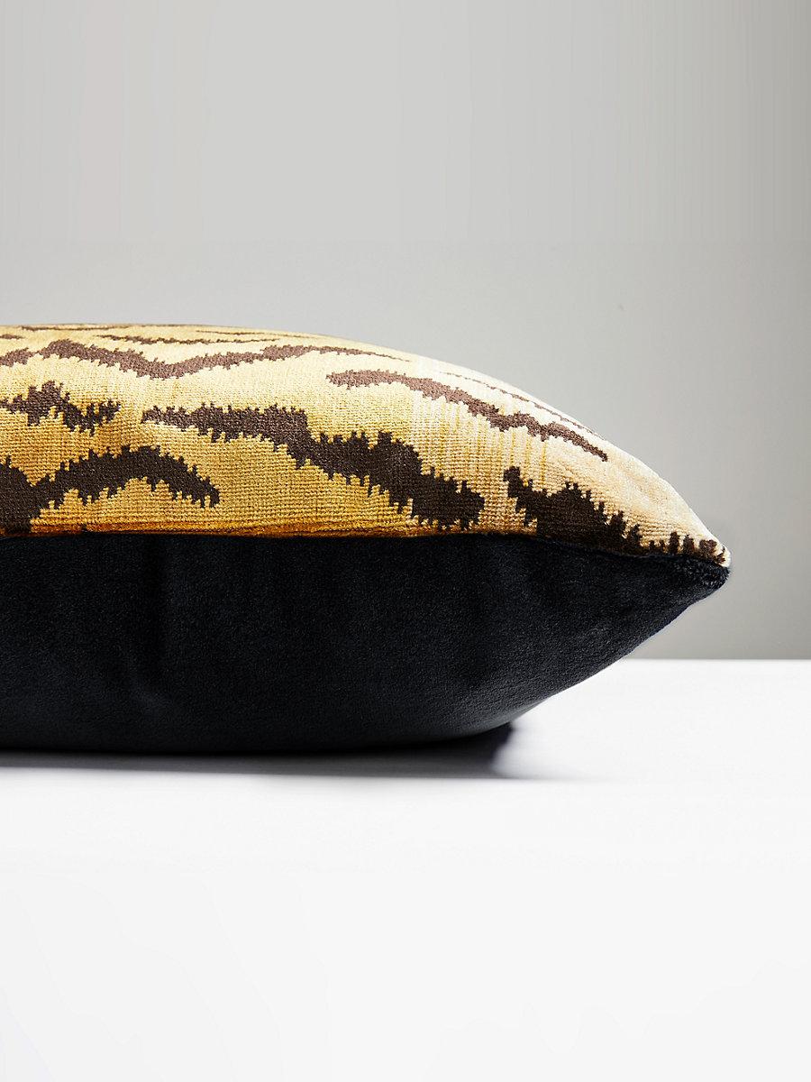 Scalamandre Tigre | Silk/Velvet 22 X 22 - Ivory, Gold & Black / Black Decorative Pillow