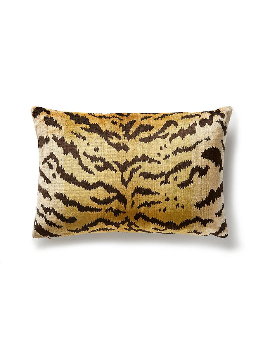 Scalamandre Tigre | Silk 22 X 14 - Ivory, Gold & Black Decorative Pillow