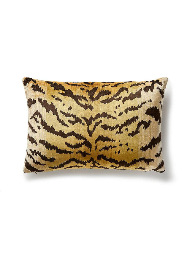 Scalamandre Tigre | Silk 22 X 14 - Ivory, Gold & Black Decorative Pillow