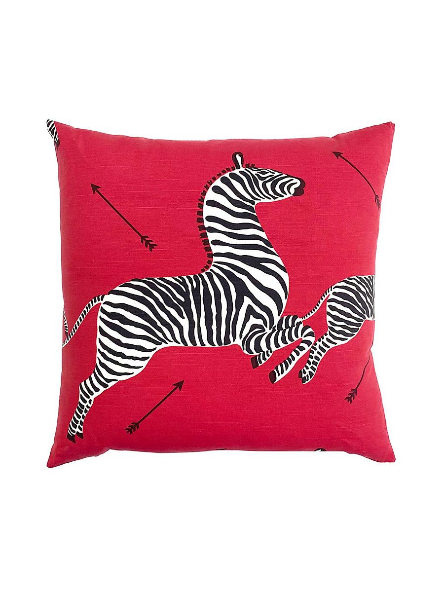 Scalamandre Zebras 22 X 22 - Masai Red Decorative Pillow
