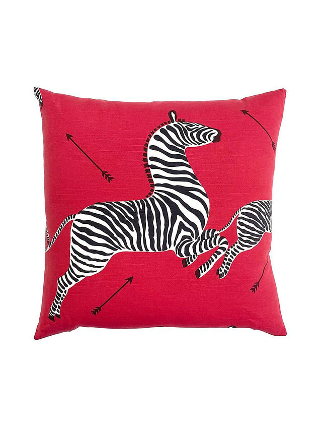 Scalamandre Zebras 22 X 22 - Masai Red Decorative Pillow