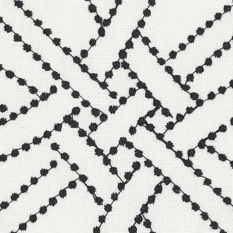 Schumacher Durance Embroidery Black & White Fabric