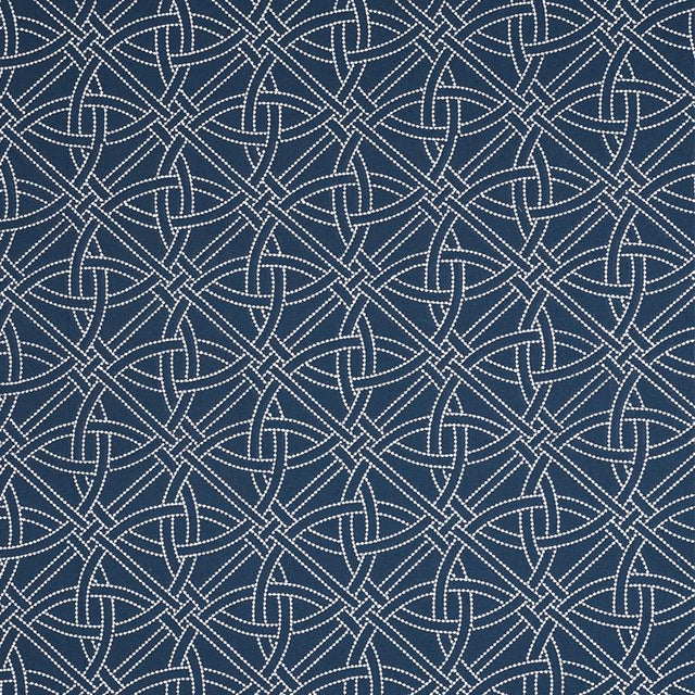 Schumacher Durance Embroidery Navy Fabric