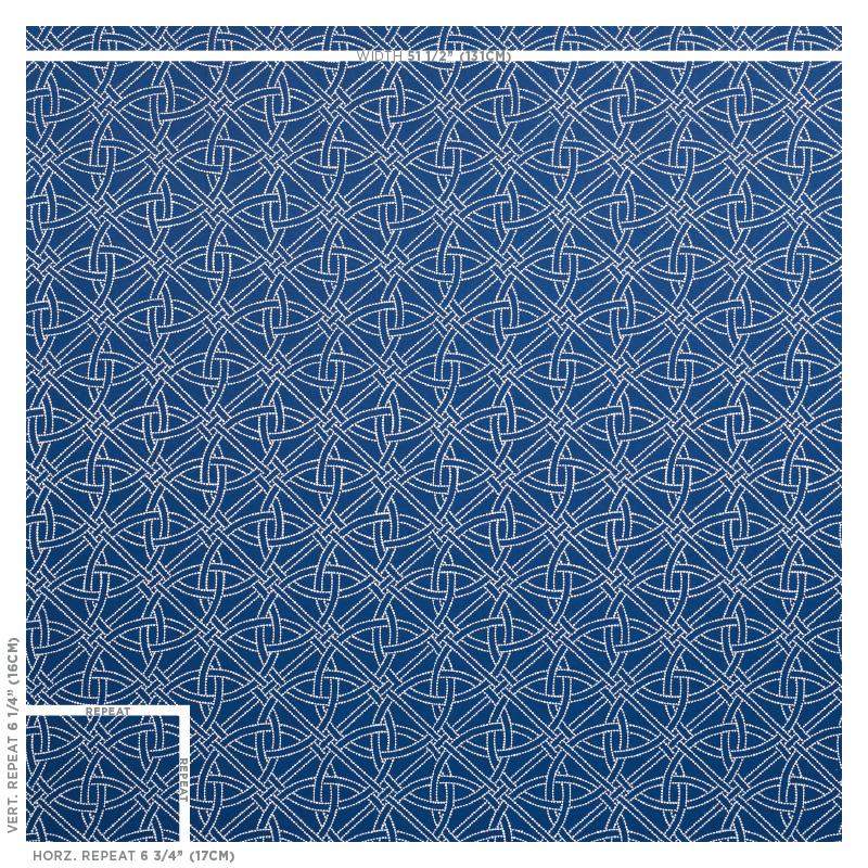 Schumacher Durance Embroidery Navy Fabric