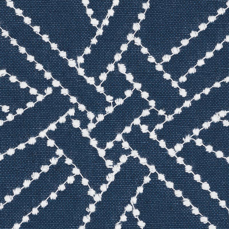 Schumacher Durance Embroidery Navy Fabric