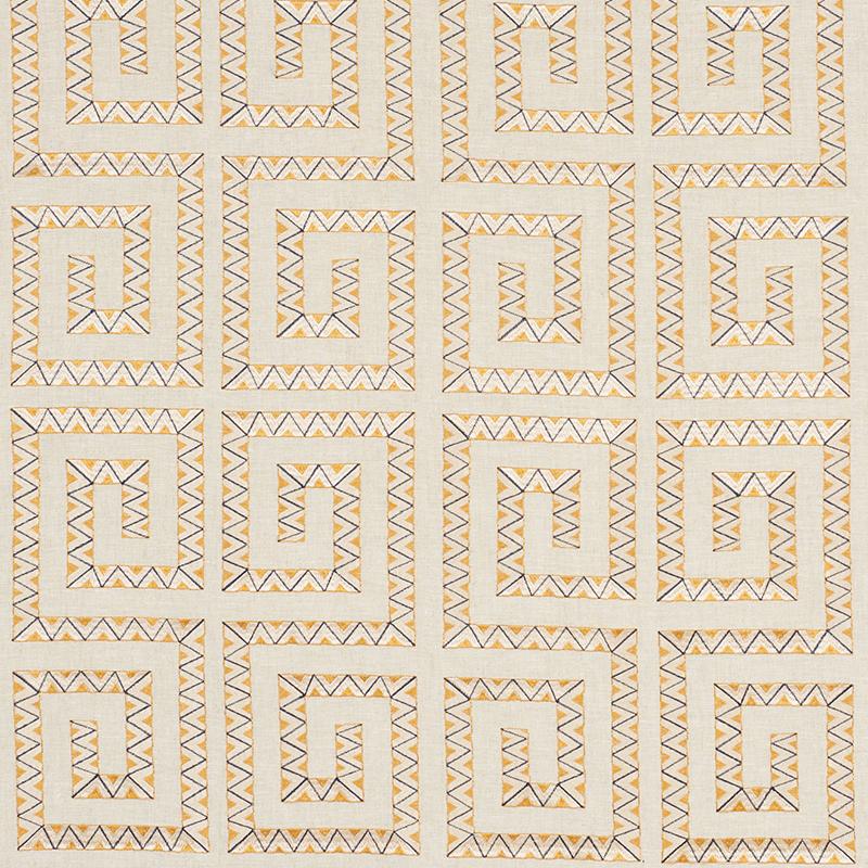 Schumacher Prado Embroidery Saffron Fabric