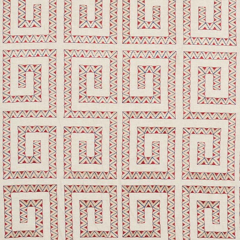 Schumacher Prado Embroidery Red Fabric