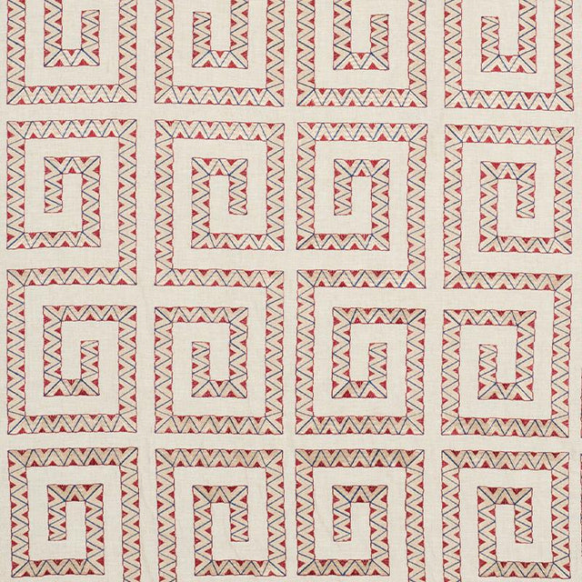 Schumacher Prado Embroidery Red Fabric