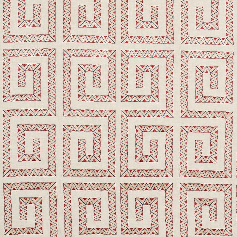 Schumacher Prado Embroidery Red Fabric