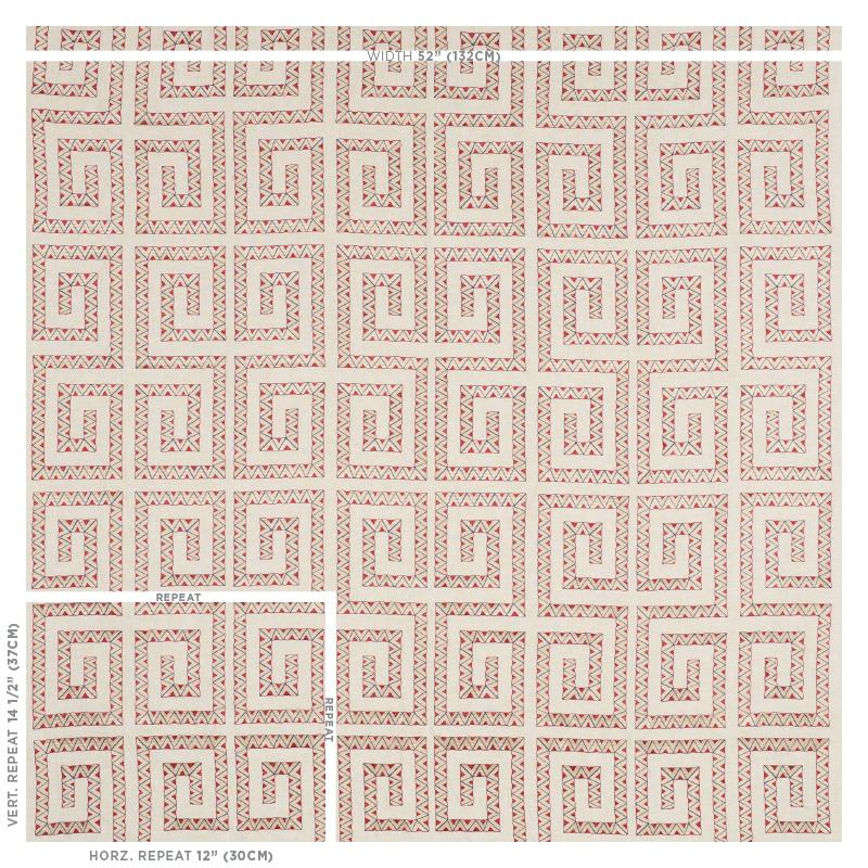 Schumacher Prado Embroidery Red Fabric