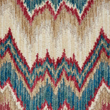 Schumacher Bezique Flamestitch Velvet Red & Peacock Fabric