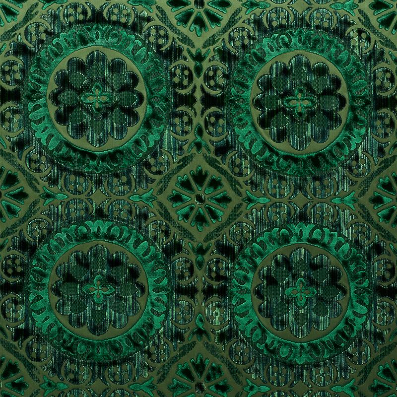 Schumacher Suzani Strie Velvet Emerald Fabric