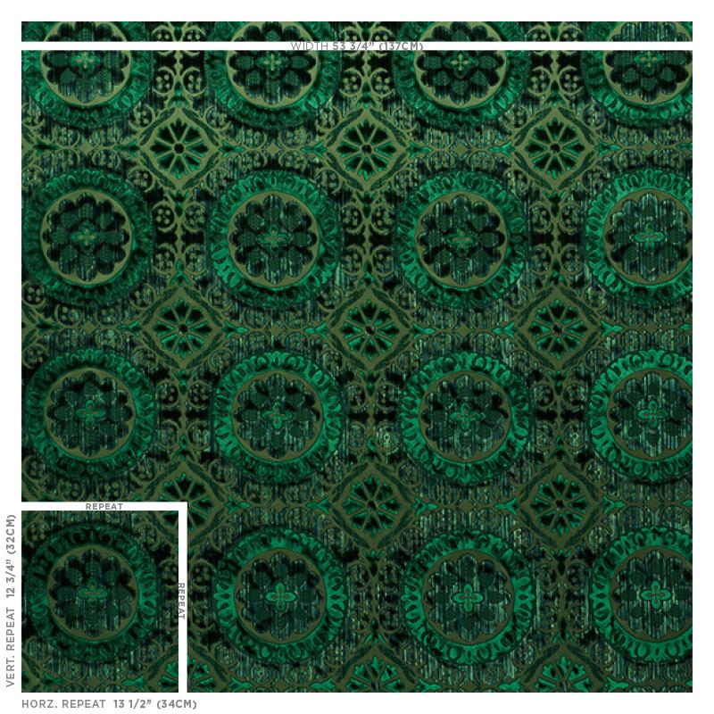 Schumacher Suzani Strie Velvet Emerald Fabric