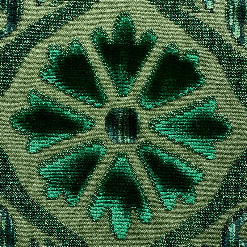 Schumacher Suzani Strie Velvet Emerald Fabric