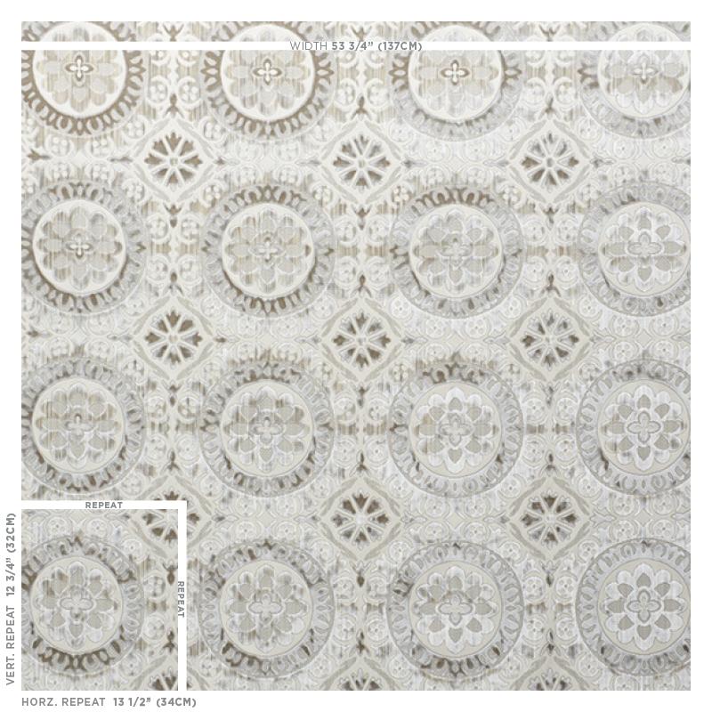 Schumacher Suzani Strie Velvet Pearl Fabric