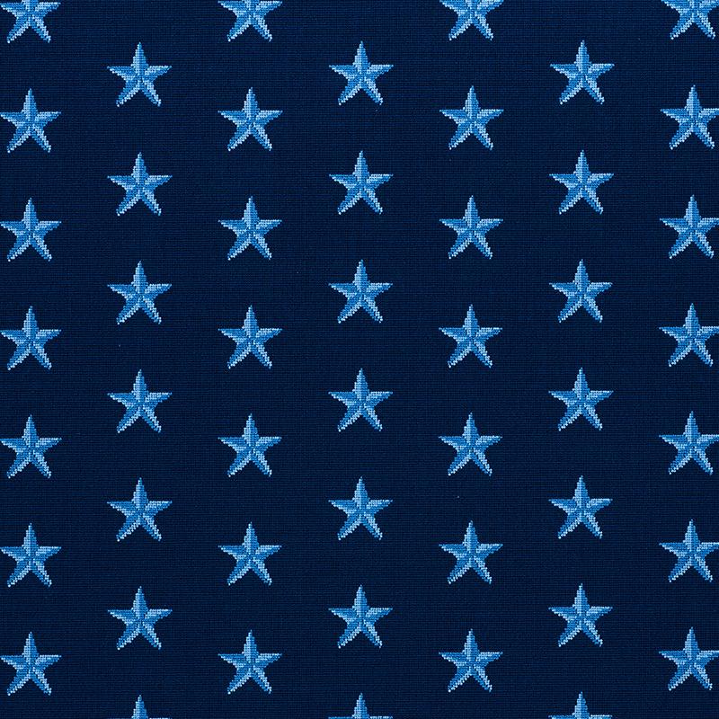 Schumacher Star Pingl Blue Fabric