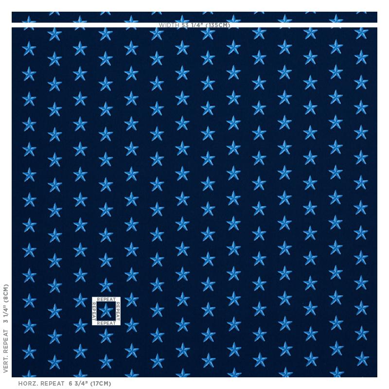 Schumacher Star Pingl Blue Fabric