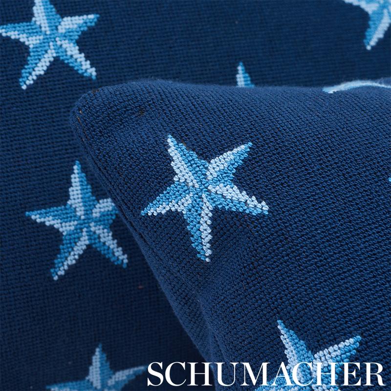 Schumacher Star Pingl Blue Fabric