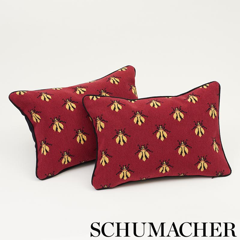 Schumacher Bee Pingl Red Fabric