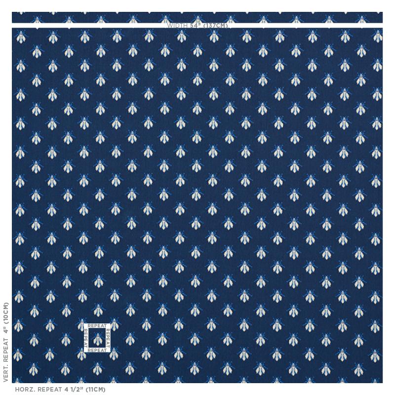Schumacher Bee Pingl Blue Fabric