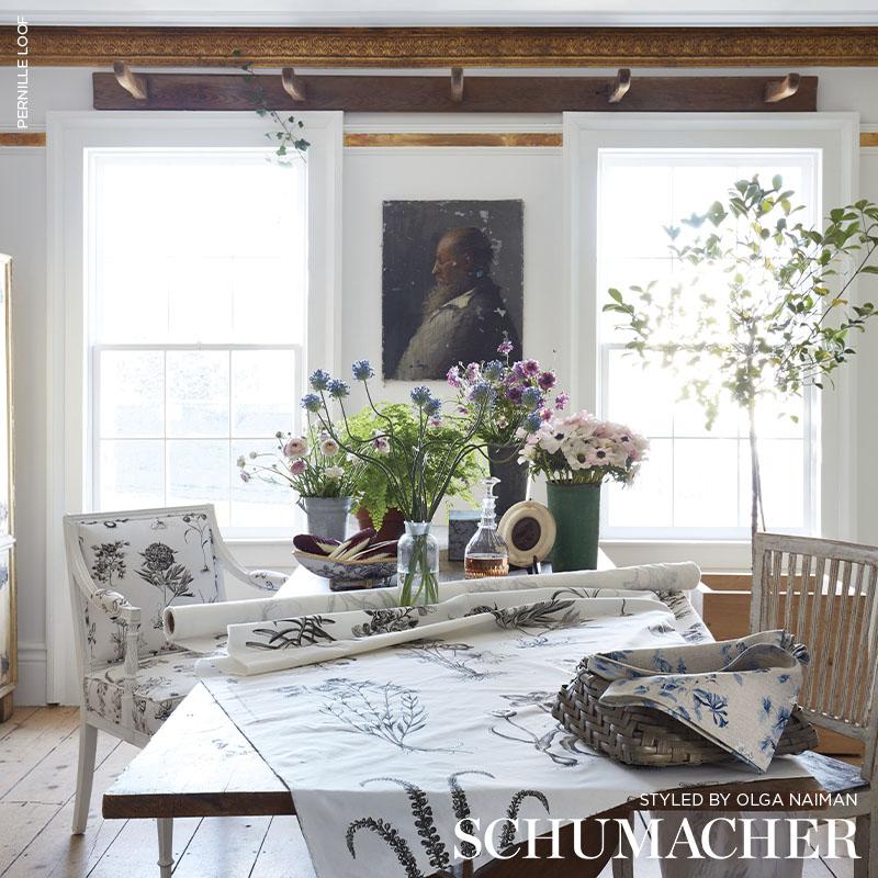 Schumacher Floreana Blue Fabric